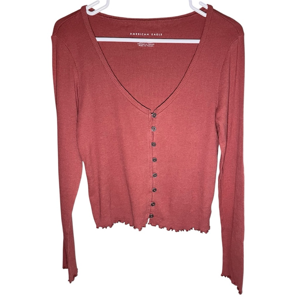 American Eagle Button Front Long Sleeve Top